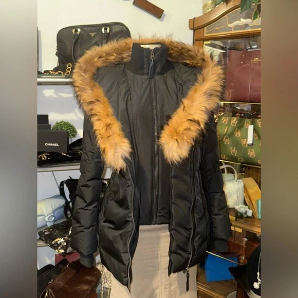 🖤Gorgeous Great USED Condition S Mackage Montreal Down Filled Fur Leather Coat - Picture 2 of 14